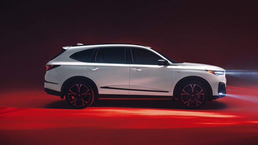 SSide passenger-side view of white MDX Type S